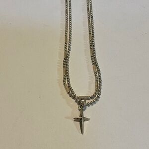 Sterling Silver Minimalist Cross 2 Ball Chain Pendant Necklace